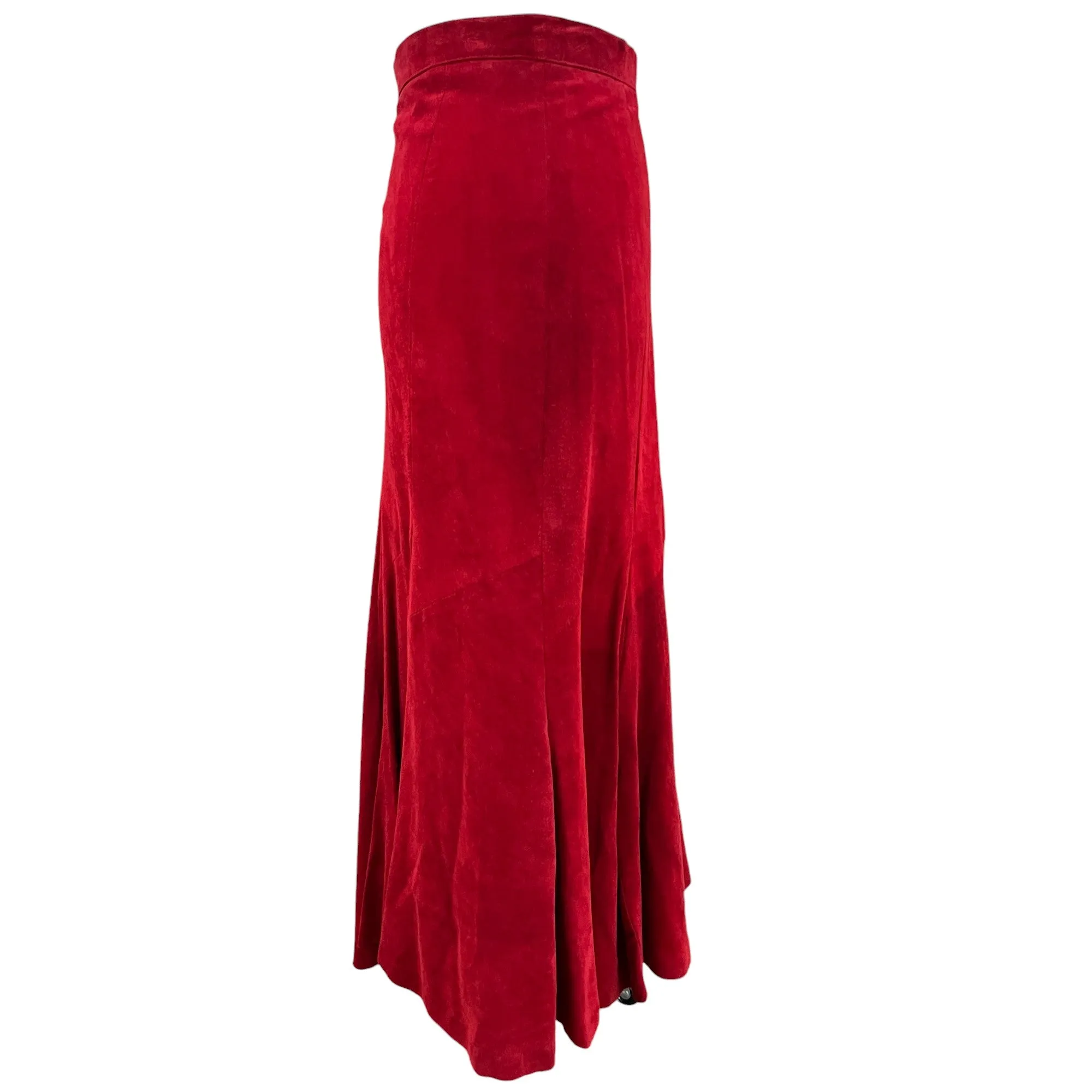 Vintage Red Suede Maxi Skirt Size 6