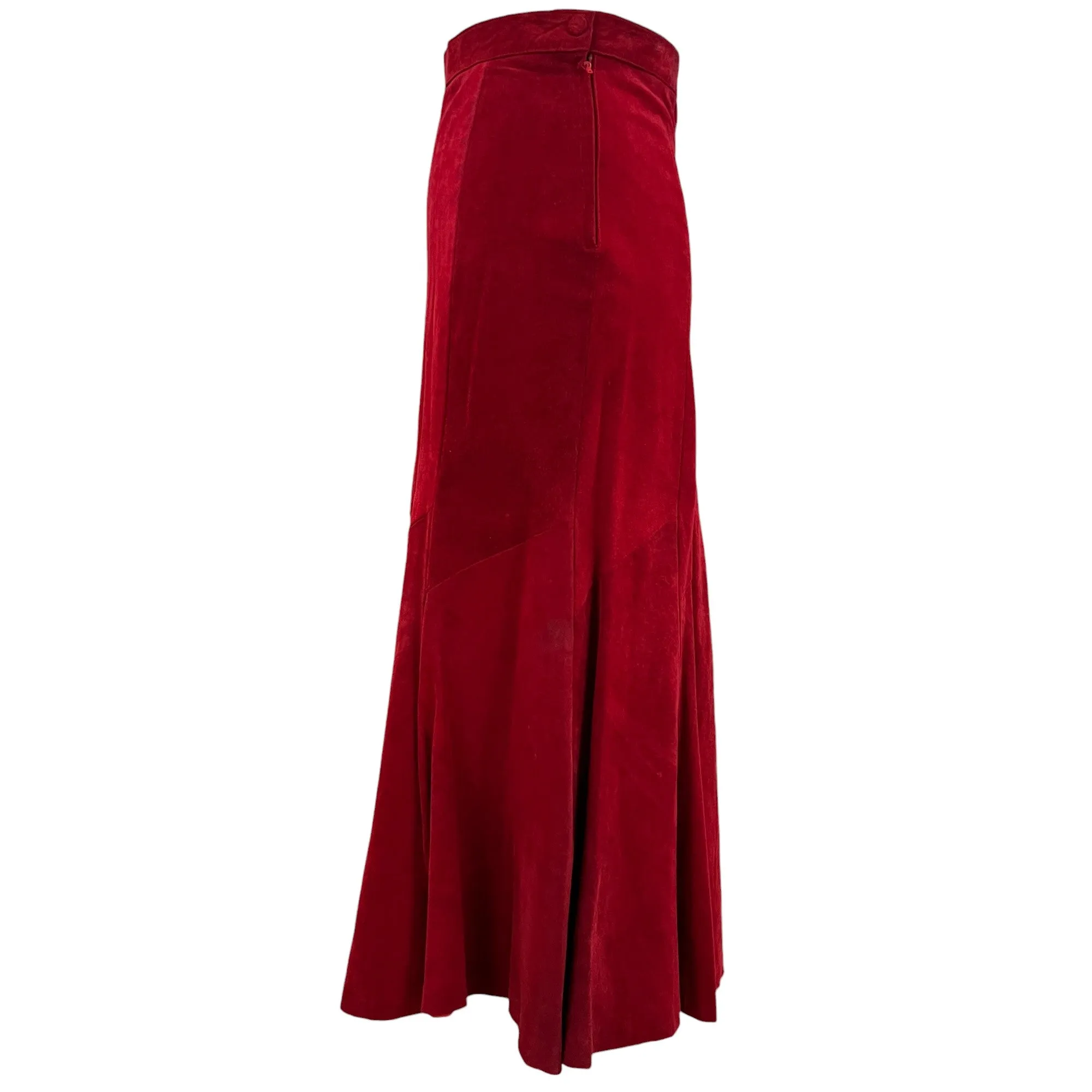 Vintage Red Suede Maxi Skirt Size 6