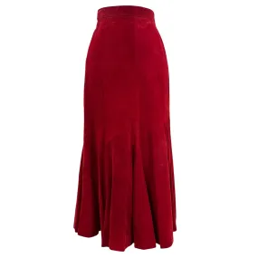 Vintage Red Suede Maxi Skirt Size 6