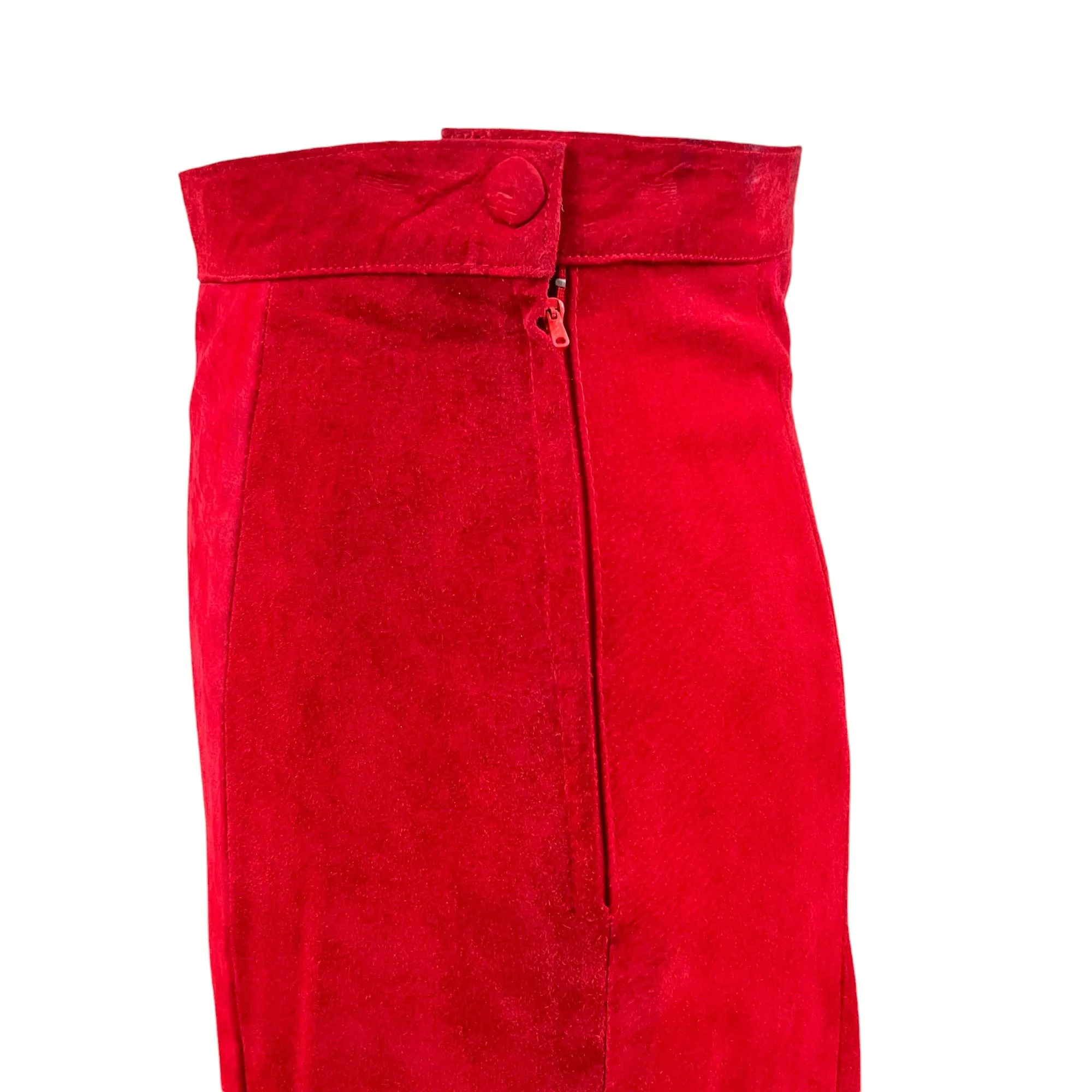 Vintage Red Suede Maxi Skirt Size 6