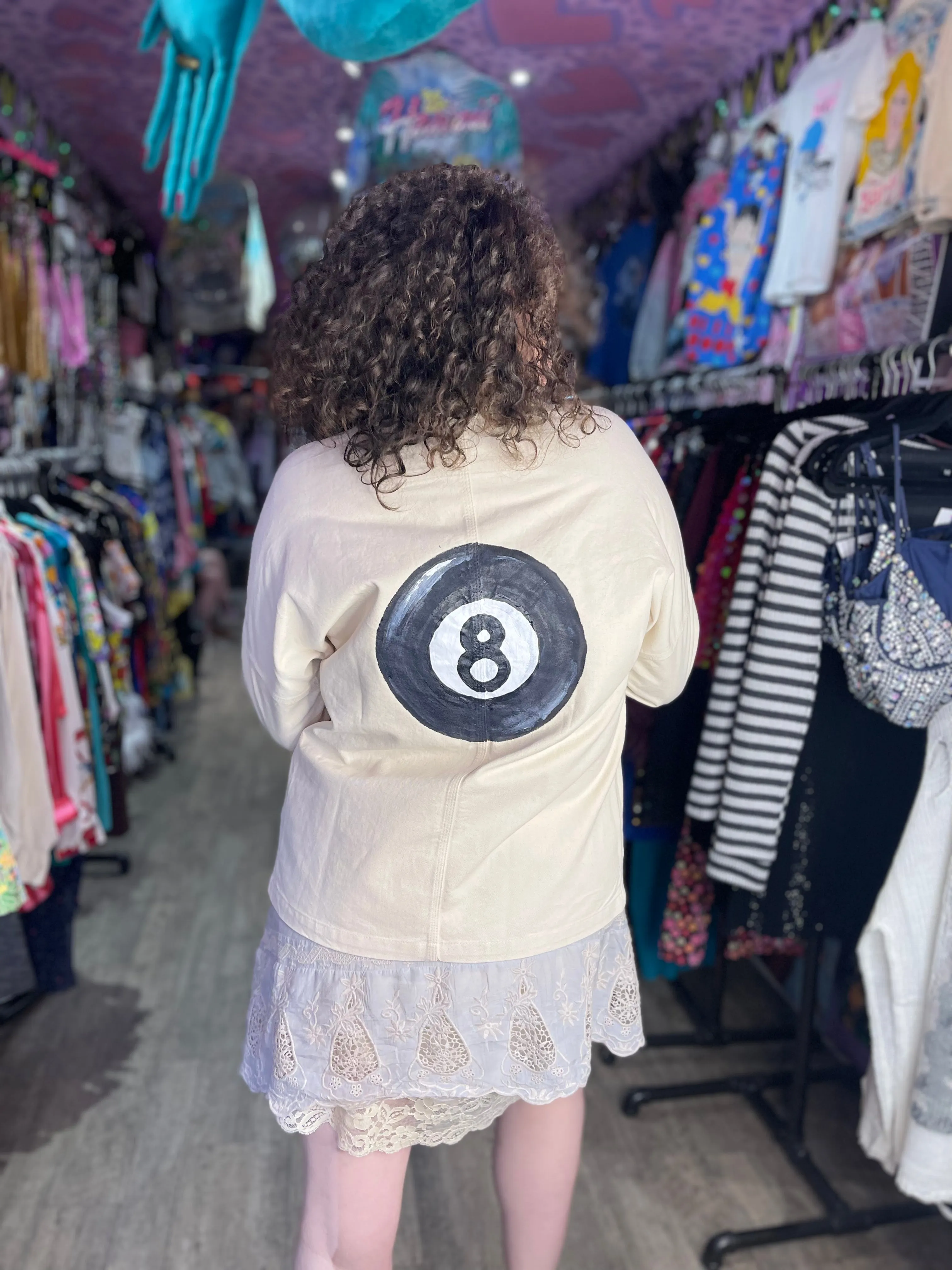 Vintage Reworked Hand Painted 8ball Canvas Jacket