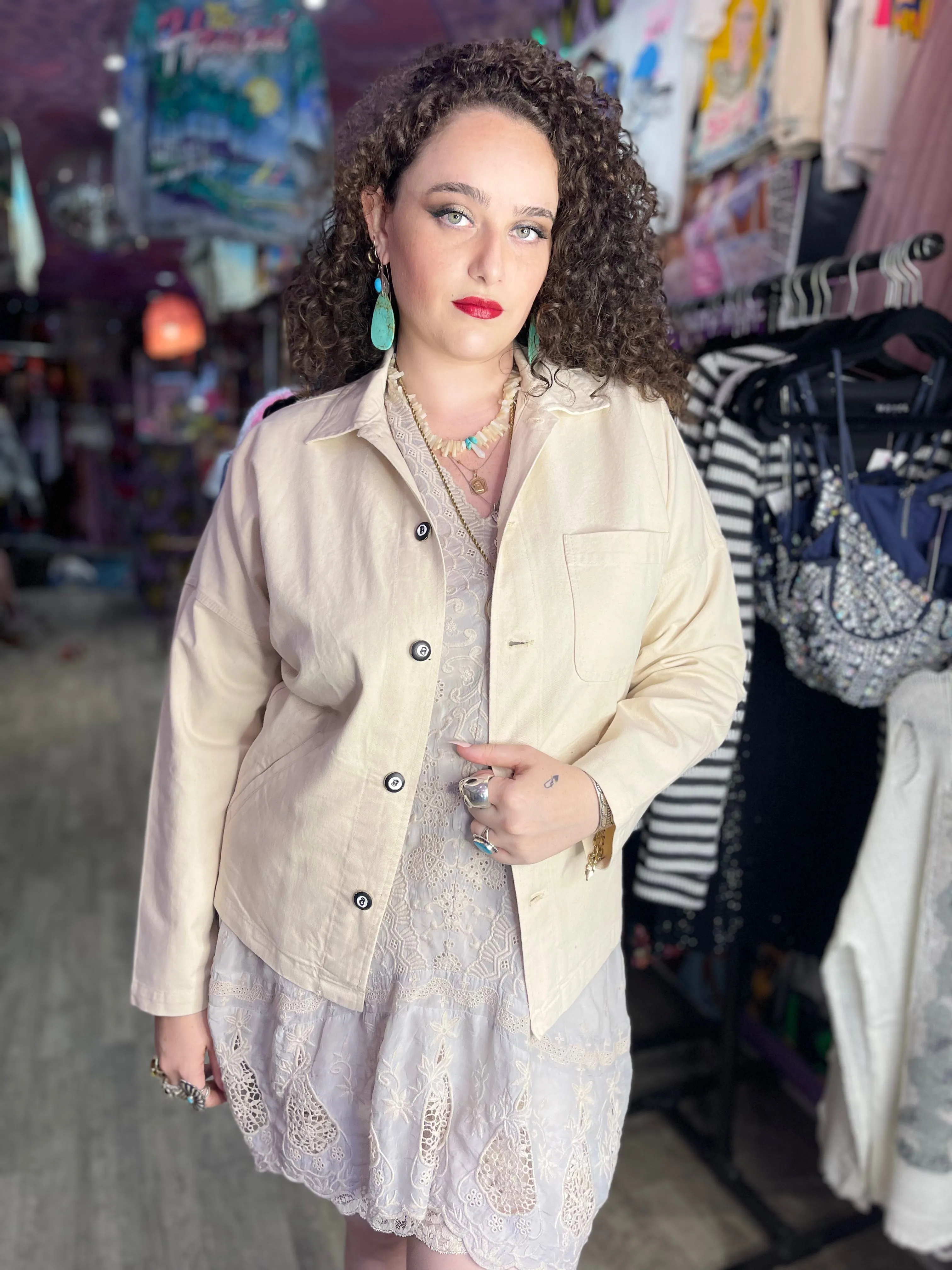 Vintage Reworked Hand Painted 8ball Canvas Jacket