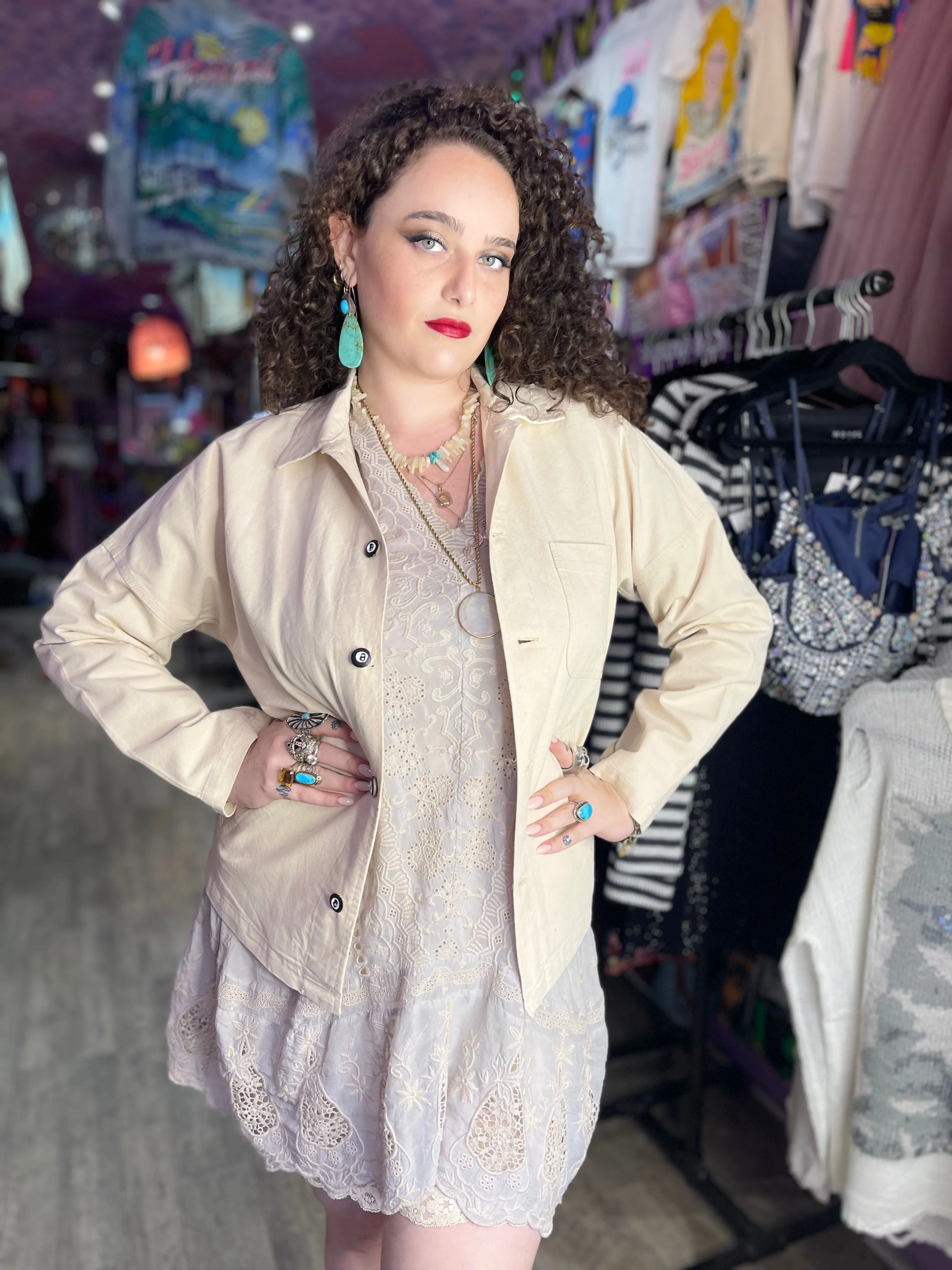 Vintage Reworked Hand Painted 8ball Canvas Jacket