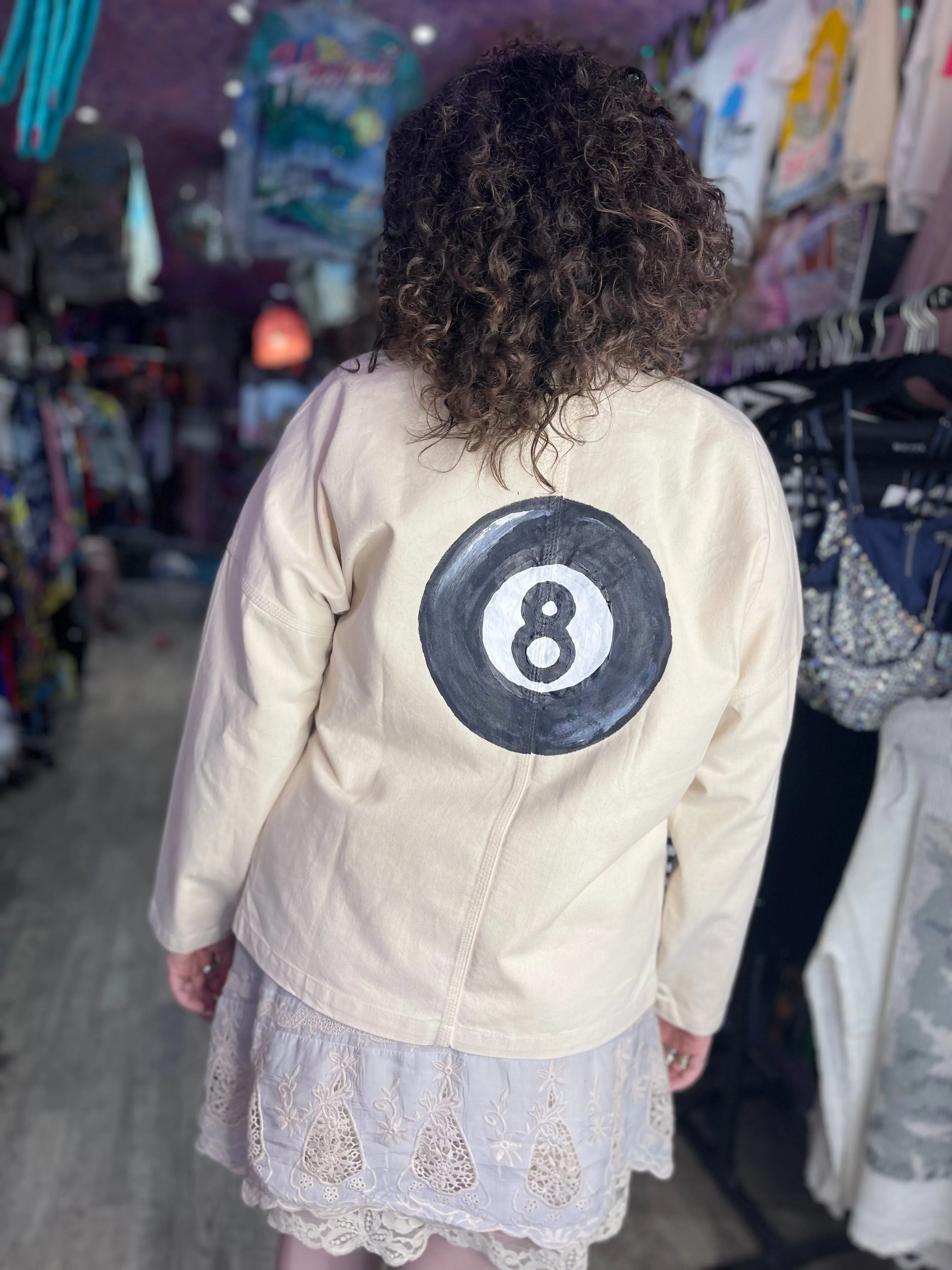 Vintage Reworked Hand Painted 8ball Canvas Jacket