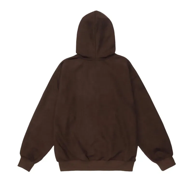 Wiaofellas  -  Chic Butterfly Graffiti Printing Zipper High Neck Hooded Jacket Men And Women Fashion Loose Suede Sweatshirt Coat Y2K Streetwear