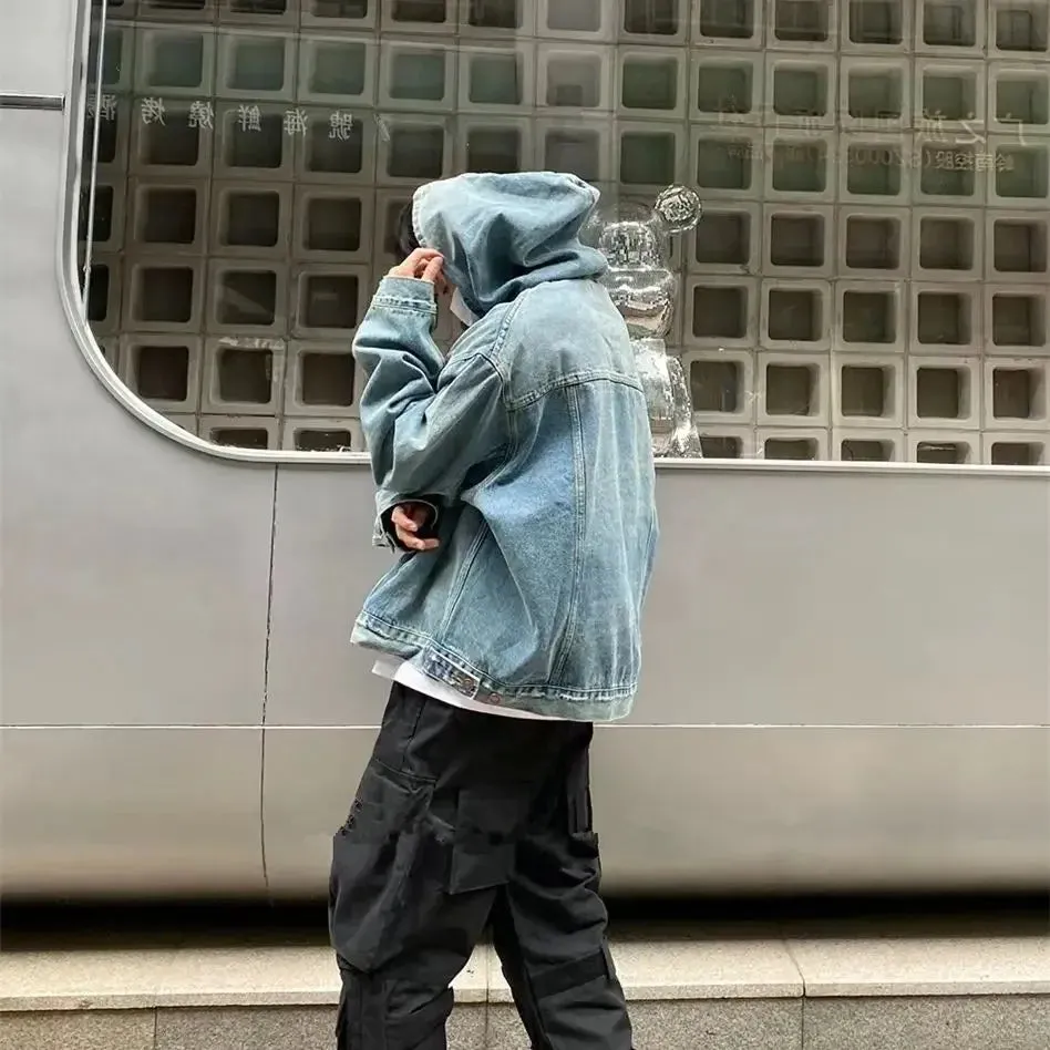 Wiaofellas High-end Vintage Men Hooded Jacket Sweatshirts Streetwear Casual Y2k Tops Loose Hip Hop Anime Hoodies Harajuku Pullovers