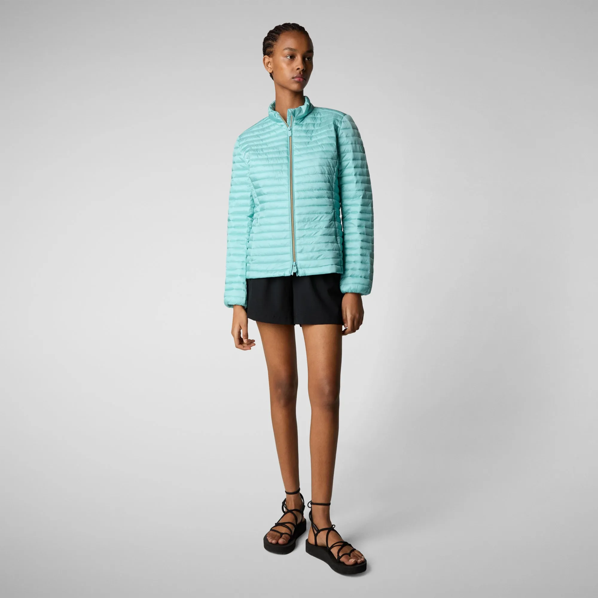 Woman's animal free puffer jacket andreina in anise blue
