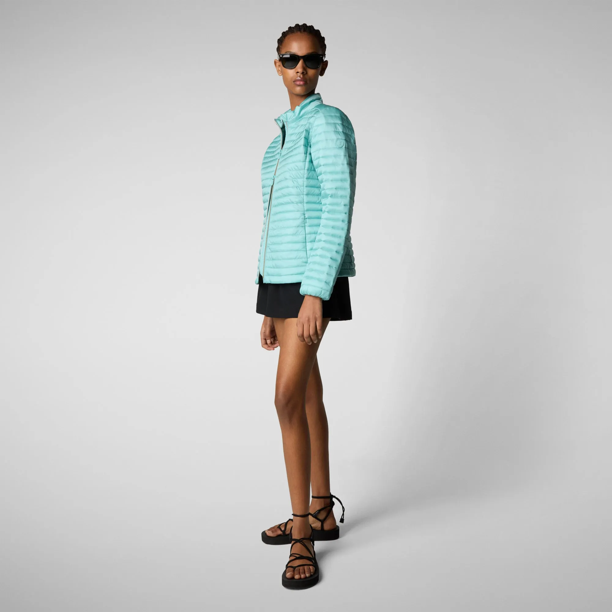 Woman's animal free puffer jacket andreina in anise blue