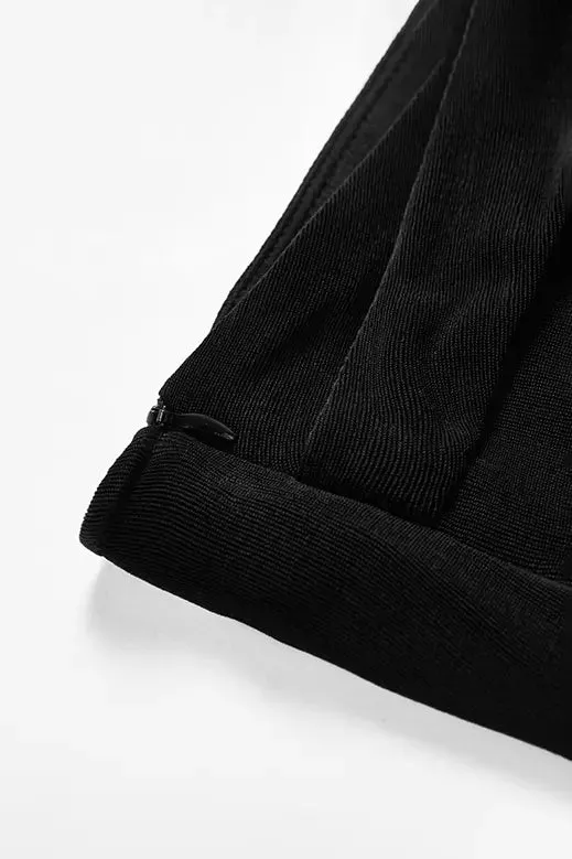 Women's Black Acetate High Waist Maxi Skirt