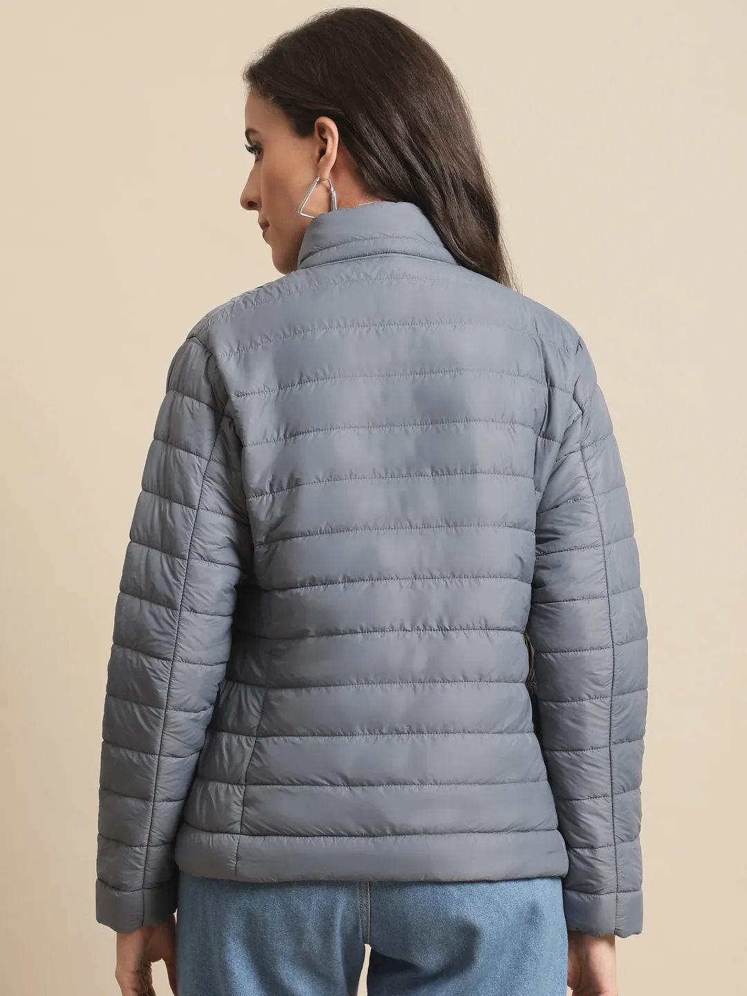 Women's Casual  Grey Quilted  Jacket