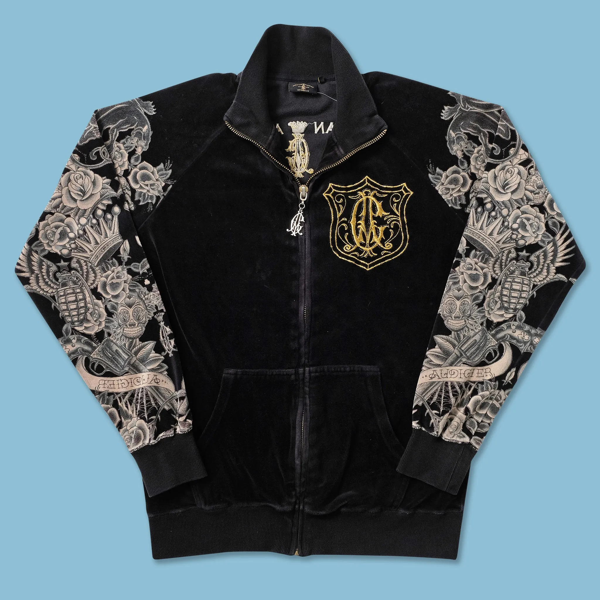 Y2K Christian Audigier Velour Jacket Medium