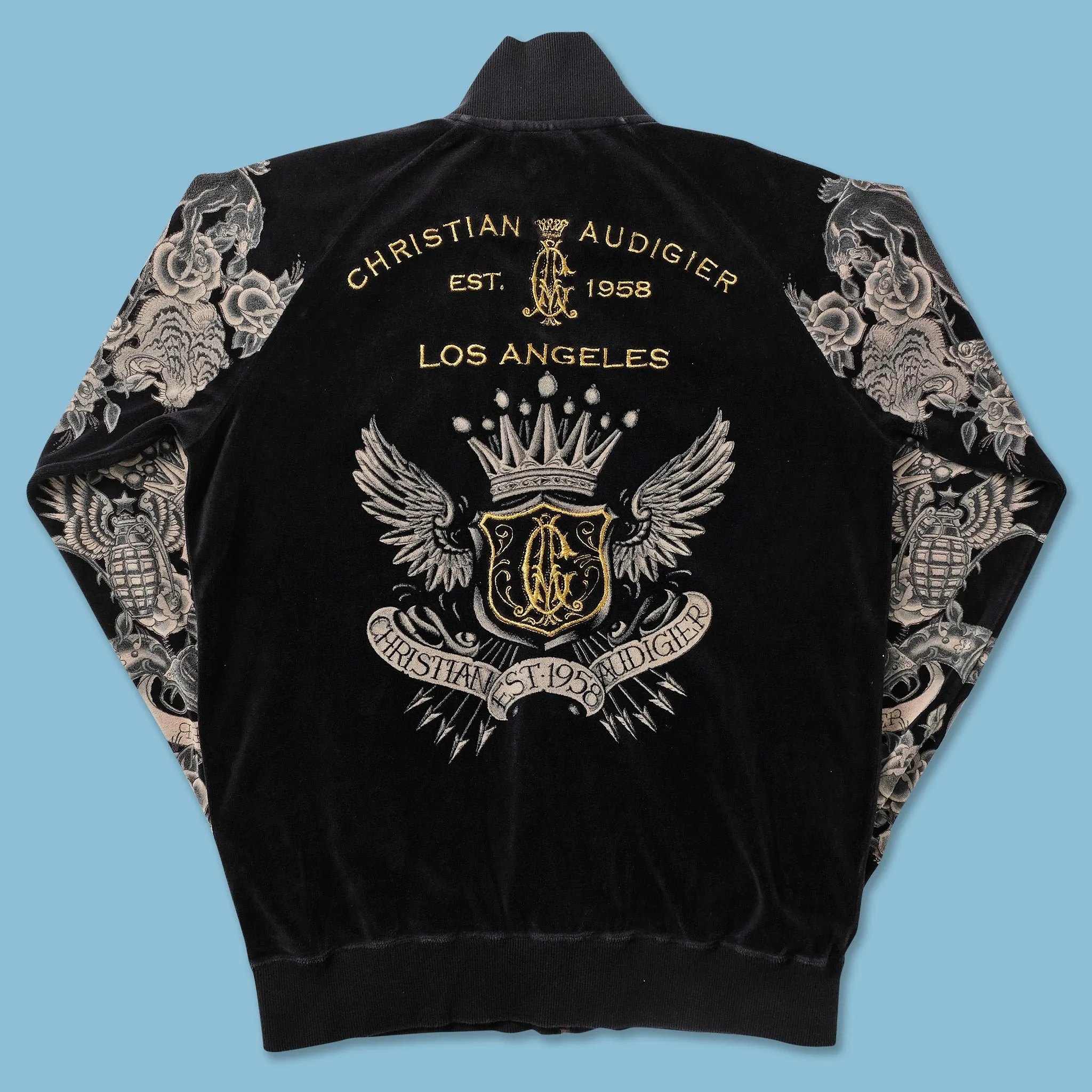 Y2K Christian Audigier Velour Jacket Medium