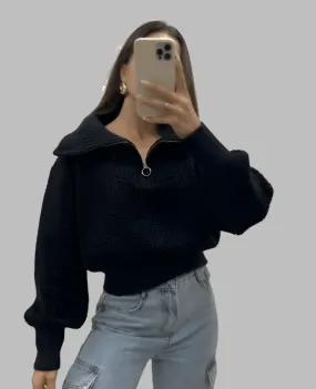 Zip Black Jumper