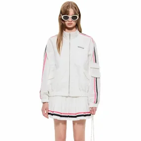 Zip-Up Track Jacket in White